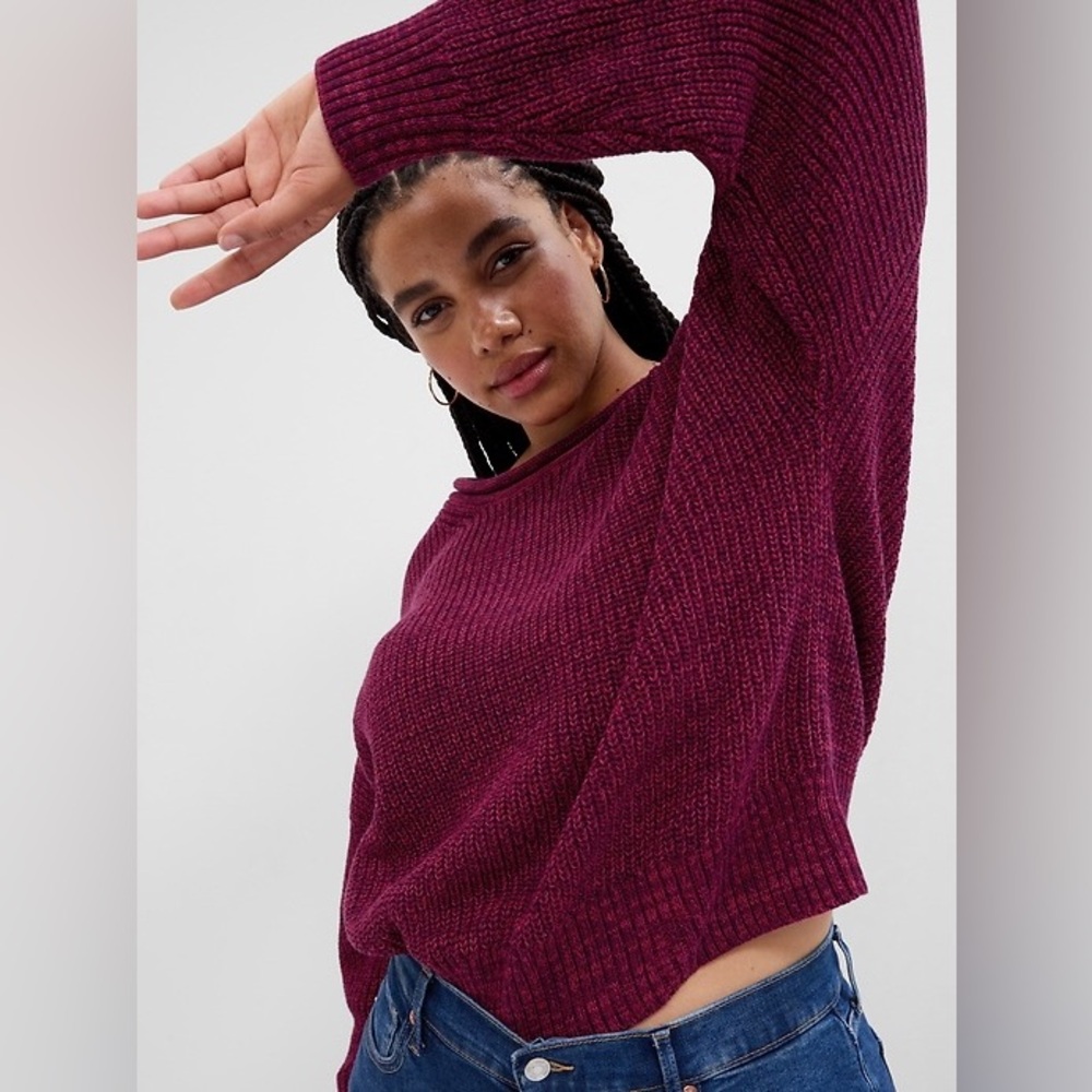 GAP 100% cotton Shaker Stitch Knit Magenta Sweater